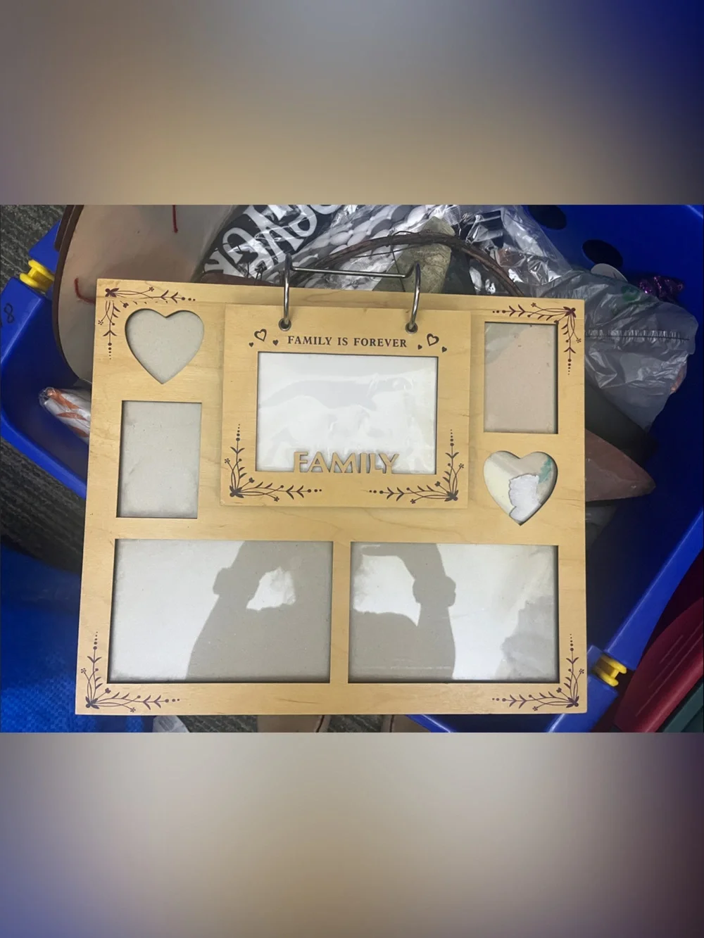 Family Photo Frame Collage - Natural Wood freestanding photo album frame